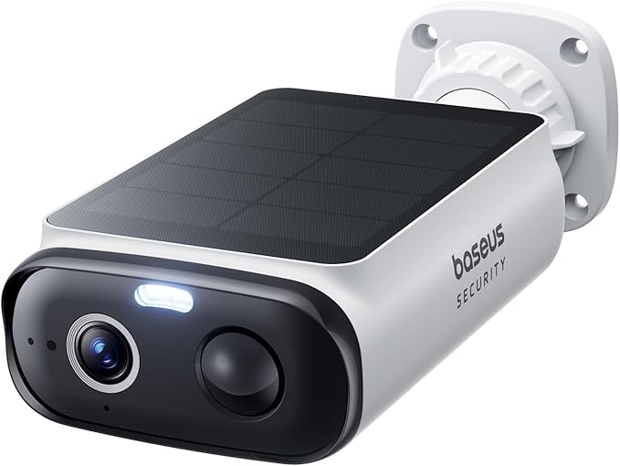 Baseus Solar Security Cameras Wireless Outdoor S1 Lite, 2K QHD Solocam, Continuous Power, Color Night Vision, AI Human Detection, IP67, No Monthly Fee, Local Storage, Works with Alexa & Google Home