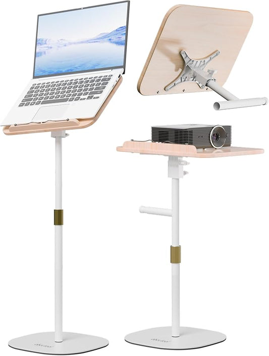 Laptop Stand Floor, Tablet Floor Stands Adjustable Height, Tall Laptop Podium Stand, Wood Music Stand, for Projector, Office, Meeting Room, Study