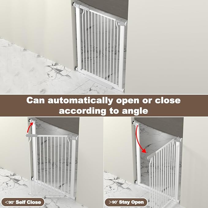 41" Extra Tall Cat Gate for Doorway, 54.8-57.4'' Metal Pet Baby Safe Gate, Extra Wide Pressure Mounted Child Door with Expansion Kit, No Drilling Cat Fence Indoor, No Climb Baby Proof Gate, White