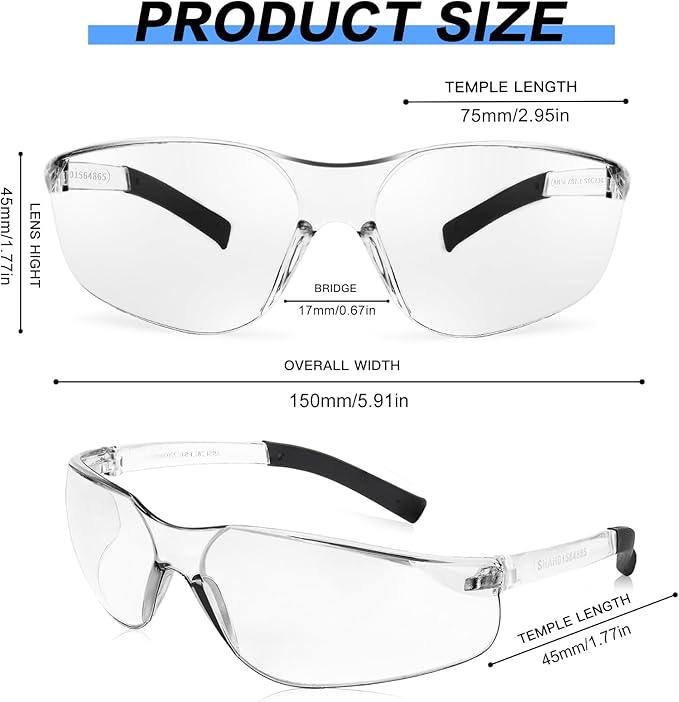 Safety Glasses ANSI Z87.1 Certified for Men & Women - Durable Lab Protective Eyewear for Chemistry & Research