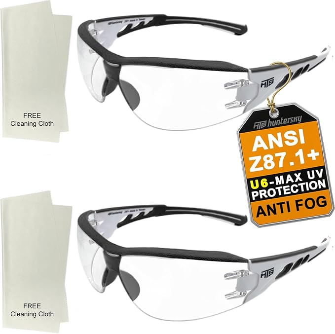 Super Flexible Lightweight Anti Fog Wrap-Around U6 Clear Shooting Safety Glasses with ANSI Z87.1 Scratch Resist