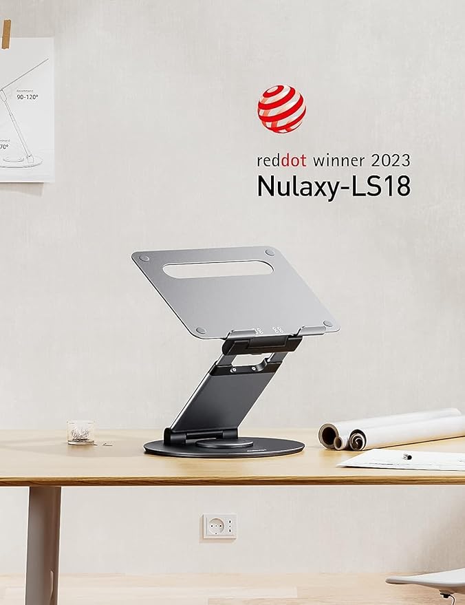 Nulaxy Telescopic 360 Rotating Laptop Stand for Desk Adjustable Height Swivel Pull Out Design Ergonomic Laptop Riser Standing Desk Converter Fits All 10-17" Laptops Computer MacBook, Gray