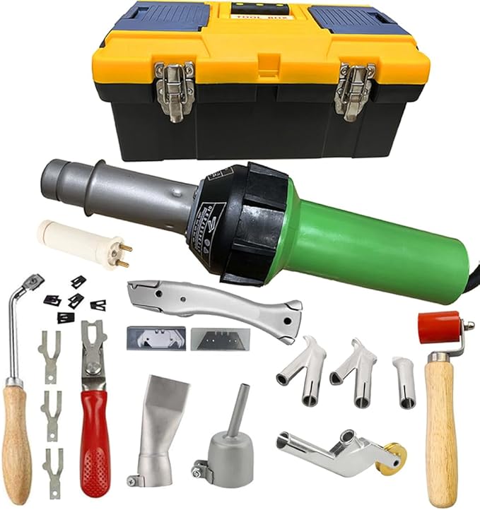 Beyondlife 1600W Hot Air Plastic Welder Welding Gun Plastic Welder Roofing Flooring Kit with Various Welding Nozzles, Vinyl Flooring Skiving Kit, Groover in 17" Carry Case