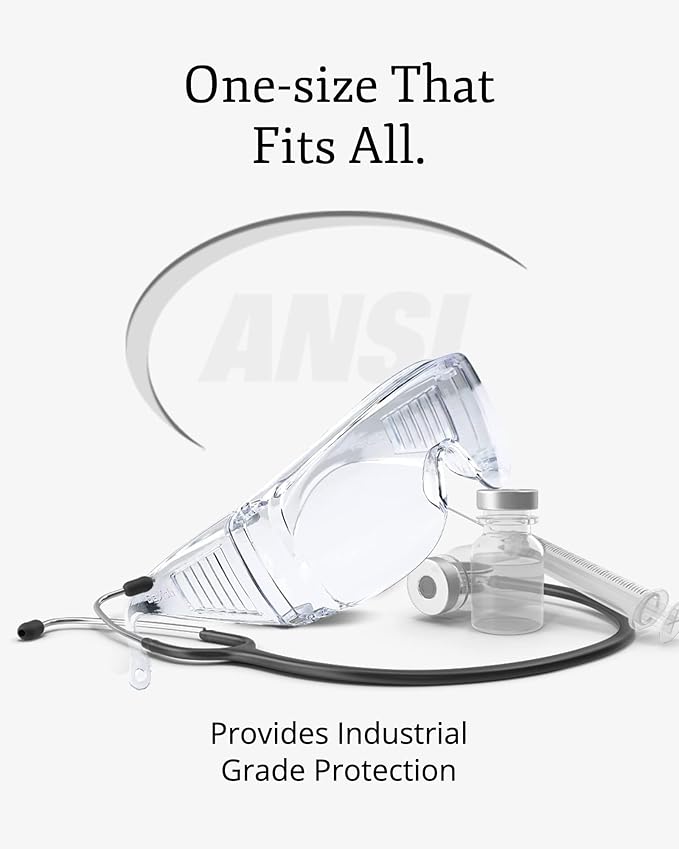 Aqulius OTG Safety Glasses - 24-Pack - Polycarbonate Anti-Fog Bulk Safety Glasses with Side Shields - Protective Eyewear for Eye Protection