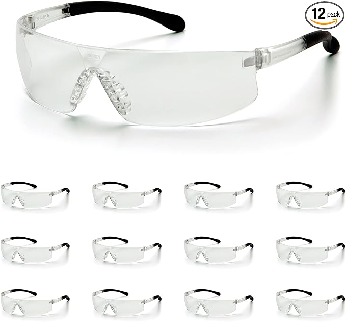 ATERET Protective Polycarbonate Safety Glasses w/TPR Coated Temples & Anti-Slip Nose Piece For Eyes Safety Protection