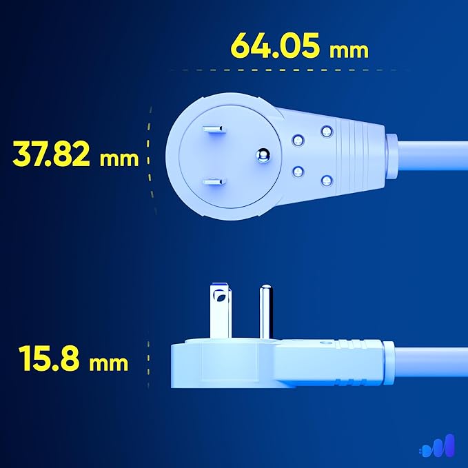 Maximm Extension Cord 5 Feet White Flat Plug, 360° Rotating Short Power Cord Single Outlet, Indoor 16 Gauge 3 Prong Grounded Wire UL Certified (5Ft White)