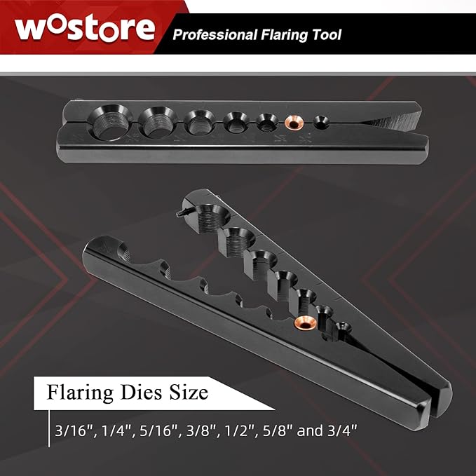 Wostore Eccentric Flaring Tools Set and Tube Cutter Kit for 7 Dies Sizes 3/16-3/4inch Refrigeration HVAC 45 Degree Heavy Duty