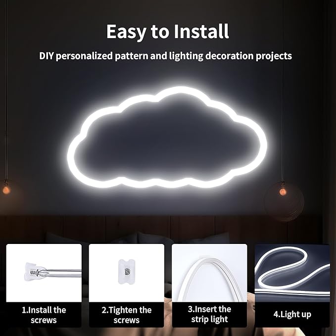 iNextStation 12V White LED Strip Lights 16.4FT, Flexible Silicone Neon Rope Light, Waterproof, Cuttable, Dimmable & Linkable, for Cabinet, Ceiling, Wall, Bedroom, Kitchen, Garage (No Adapter)