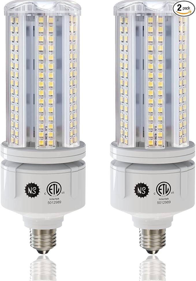 NS 2 Pack 7530 Lumen A19 60W LED Corn Light Bulbs E26 Medium Base 6500K Cool White for Home Garden Lighting Garage Backyard Office Household
