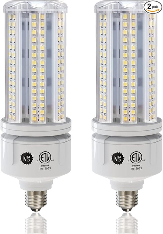 NS 2 Pack 7530 Lumen A19 60W LED Corn Light Bulbs E26 Medium Base 6500K Cool White for Home Garden Lighting Garage Backyard Office Household