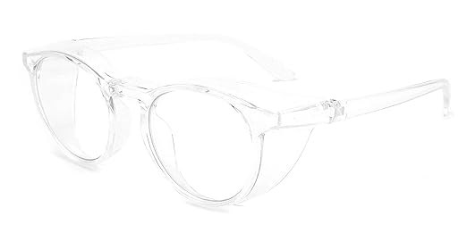 Alsenor Safety Glasses Anti Fog Goggles Protective Eyewear Blue Light Blocking Anti Dust UV Protection Glasses For Men Women (Round-Transparent)