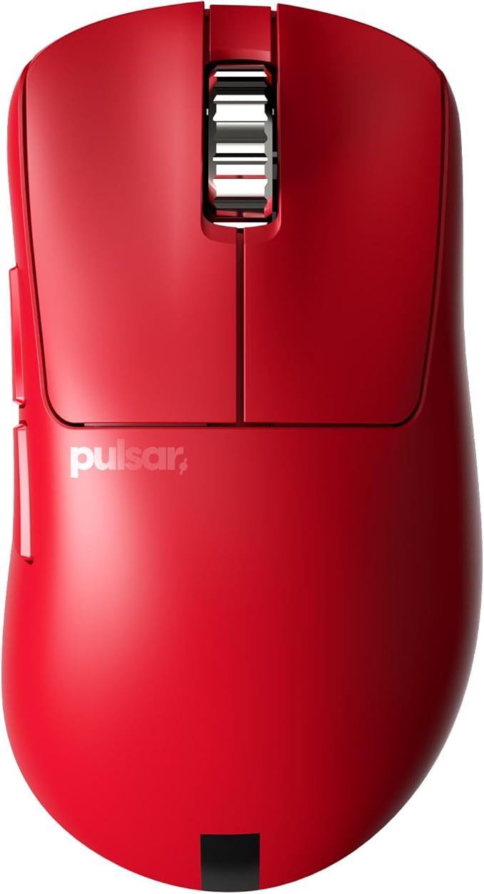 Pulsar Gaming Gears - Xlite v3 ES Wireless Gaming Mouse, Limited Edition, Ergonomic, Optical Switch, OLED Display, Driverless, PAW3395 Sensor, 100H Battery, 4K dongle Included (Medium, Red)