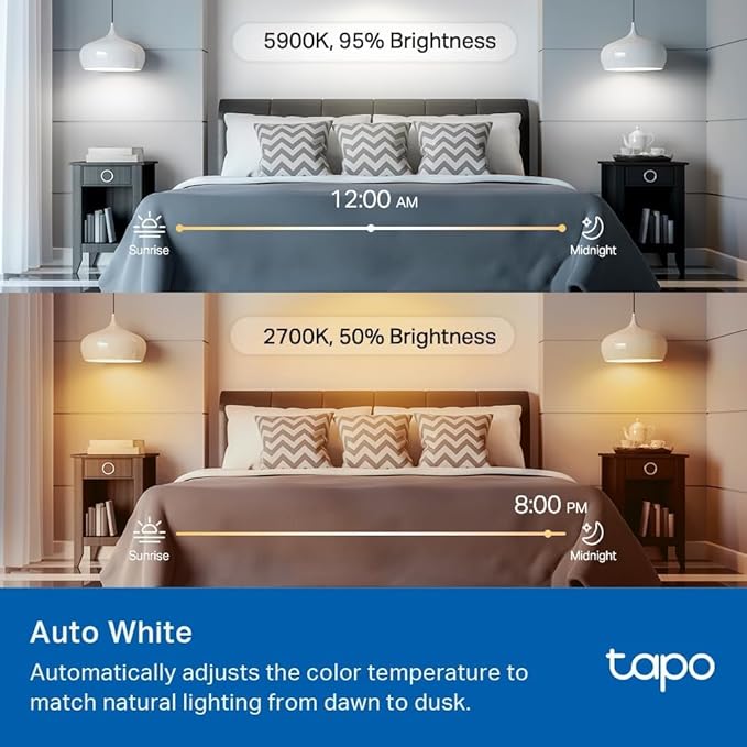 TP-Link Tapo Smart Light Bulbs, 1100 Lumens High Brightness(75W Equivalent), Matter-Certified, 16M Colors RGBW LED Bulb, Dimmable, CRI>90, Voice Control w/Siri, Alexa & Google Home, A19 E26 Tapo L535E
