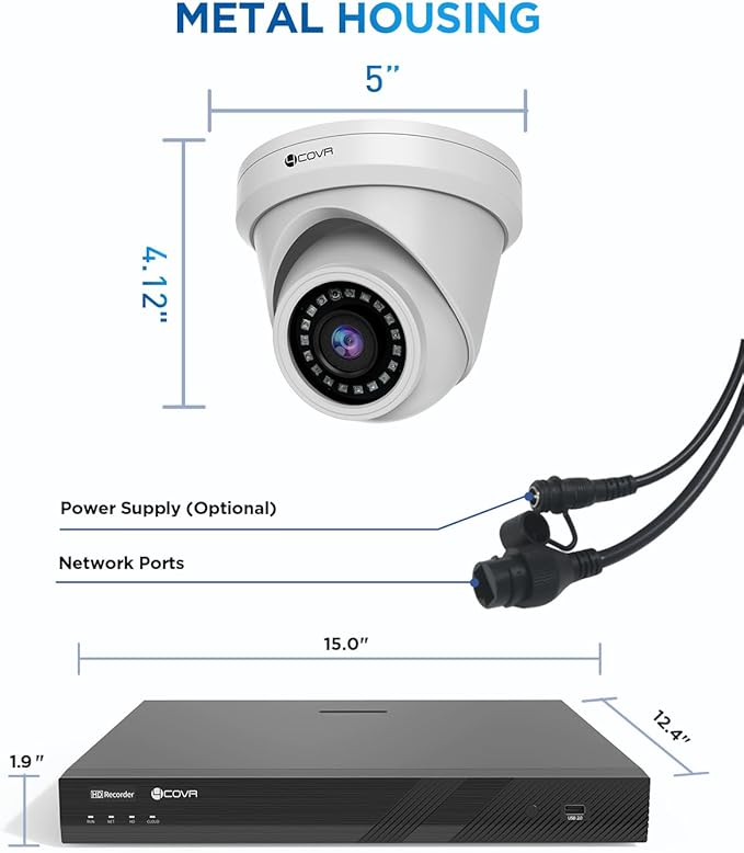 4COVR 16 Channel PoE Security Camera System for Business, 16CH UltraHD NVR with 4TB HDD, AI Human Vehicle Detection, 16x 5MP IP67 Dome Commercial IP Camera Night Vision, 24/7 Recording, LY97AX5M1616