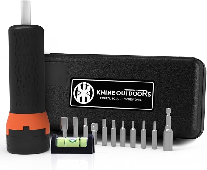 KNINE OUTDOORS Digital Torque Screwdriver Wrench Driver Set 15-100 Inch Pounds lbs for Maintenance, Hex Bits, 1/4" Socket, Shaft Extension, Scope Level Bubble, For Tools, Bike Repairing and Mounting