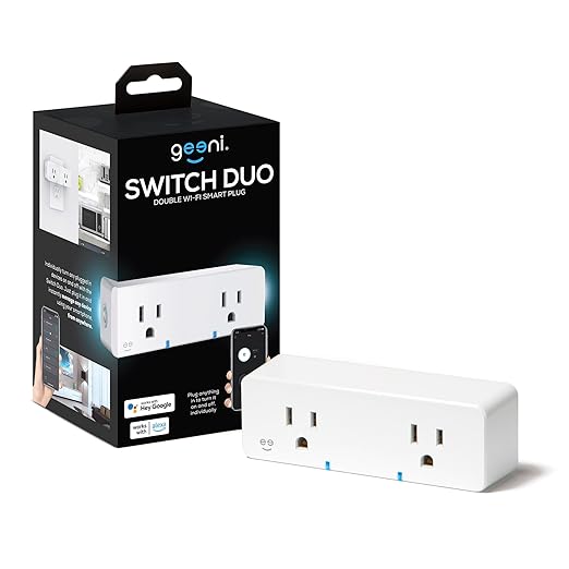 Geeni Switch Duo Double Smart Plug, White, 2 Outlets – No Hub Compatible with Alexa and Google Assistant, Requires 2.4 GHz Wi-Fi
