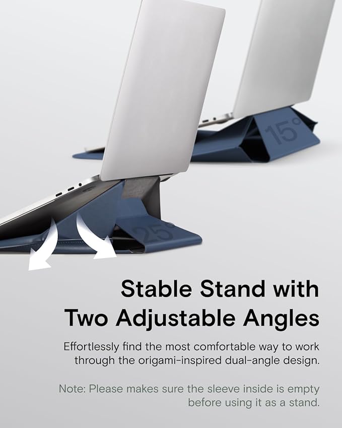 MOFT Laptop Carry Sleeve, 2-in-1 Laptop Bag & Stand for 14" MacBook Air/Pro & Dell/HP/Lenovo/Asus, Stylish Slim Computer Sleeve Bag with Expandable Storage for Computer Accessories, Deep Blue