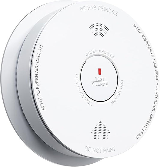 SITERWELL Smoke Detector Carbon Monoxide Detector Combo 10 Year Battery, Meets UL217-9th Standards, Reduced Nuisance Alarms, Smoke and Carbon Monoxide Detector with Bilingual Voice Alerts, 1 Pack