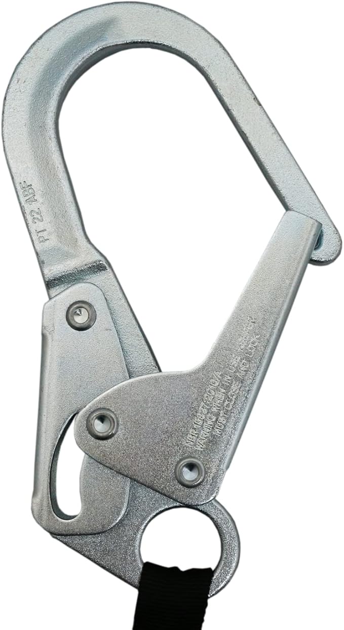 AFP Demon 6 FT Single Leg Self-Retracting Lifeline Web Lanyard Retractable, 1.97-inch Gate Opening Steel Locking Rebar Hook, Yoyo, Shock Absorber | Tower Fall Protection OSHA & ANSI Rated SRL