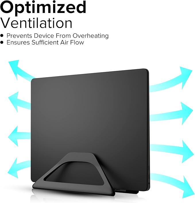 Elestoria Vertical Laptop Stand Holder- Adjustable Laptop Holder Vertical fits All MacBook, Chromebook & Gaming Laptops - Black