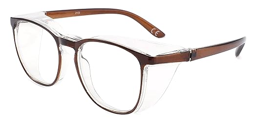 Alsenor Safety Glasses Anti Fog Goggles Protective Eyewear Blue Light Blocking Anti Dust UV Protection Glasses For Men Women (Brown)