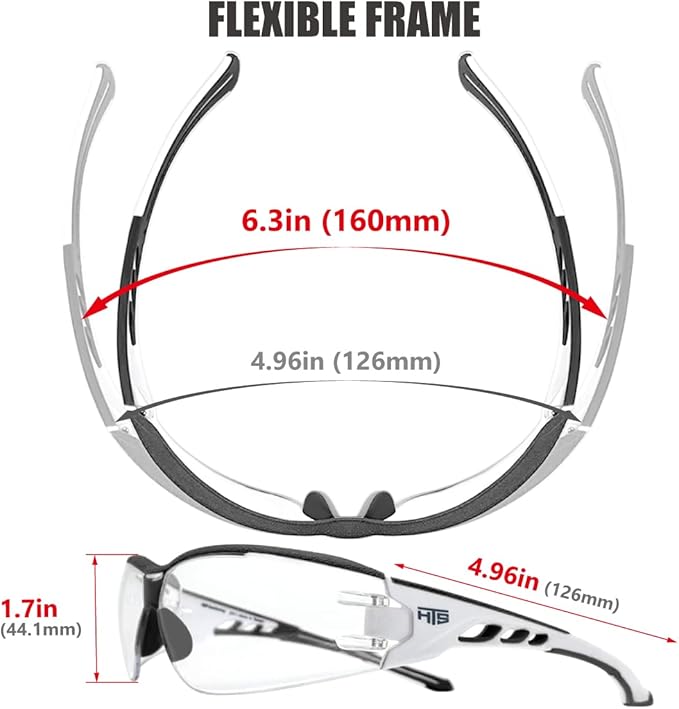 Super Flexible Lightweight Anti Fog Wrap-Around U6 Clear Shooting Safety Glasses with ANSI Z87.1 Scratch Resist