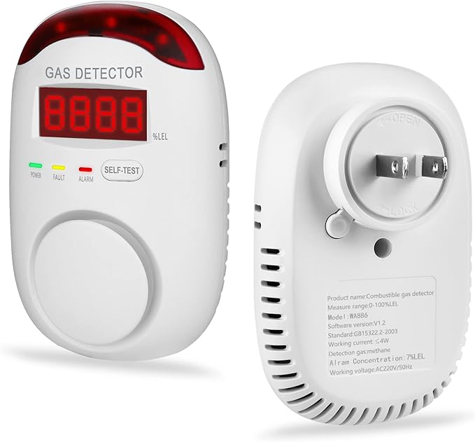 Plug in Natural Gas Detectors & Propane Gas Detectors for Home,RV & Kitchen, Combustible Gas Leak Detector Monitor for LNG, LPG.