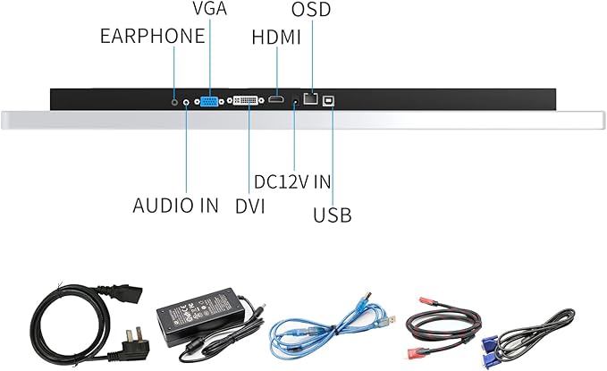 GreenTouch 23.6 Inch Aluminum Frame Wall Touch Screen LCD Monitor Open Frame LCD Display - HDMI/VGA/DVI-1920 * 1080 @60Hz