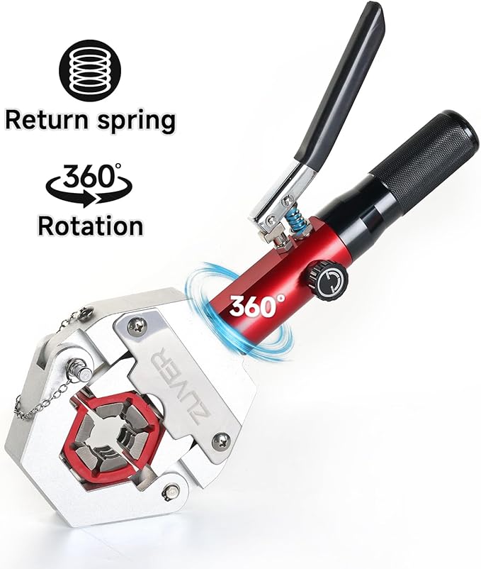 Hydraulic AC Hose Crimper Kit with Pipe Cutter and 7 Dies- Handheld 71500 Hydra-Krimp for Air Conditioning Repair, Manual Crimper for BH Air Conditioner Hose & Beadlock Fittings