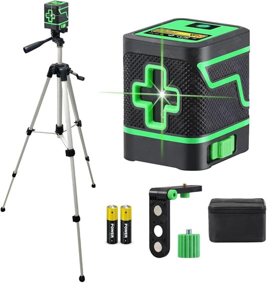 Laser level with Tripod Self Leveling, Cross Line Laser with Self-Leveling, 47 inch Tripod for Picture Hanging Construction Floor Tile Wall