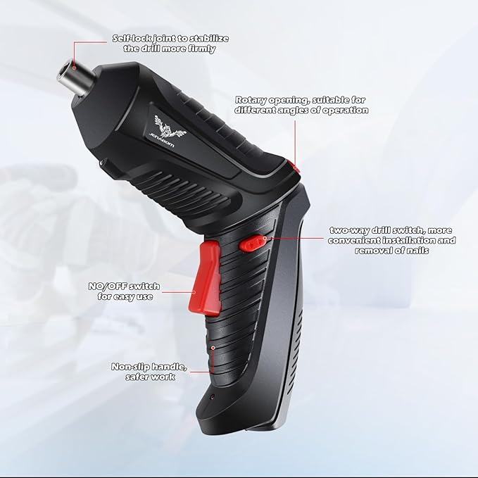 47 in 1 Electric Screwdriver Cordless Drill Rechargeable Set 3.6V Li-ion 3.5N·m Max Torque Electric Rotatable with Case LED Light Screwdriver Multi-Angle Work balck for Home Office DIY Tools