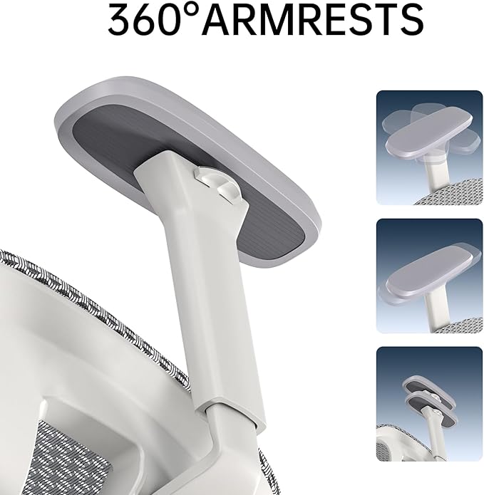 ERGOUP Ergonomic Office Chair - Full Mesh Backrest, 4D Adjustable Headrest, 360° Rotating Armrests, Gray - Premium Support for Professionals, Gamers & Home Office Users