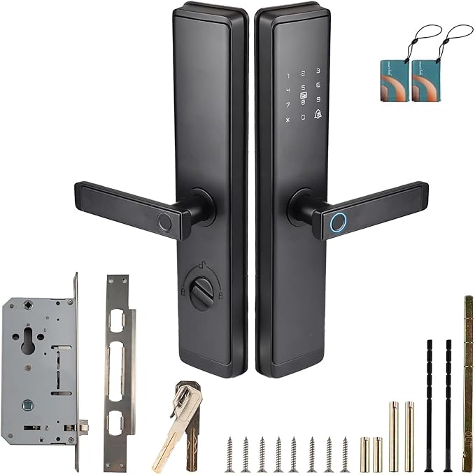 WiFi Smart Door Lock with Handles, Alarm & Keypad Entry, Auto Lock & One Touch Unlock