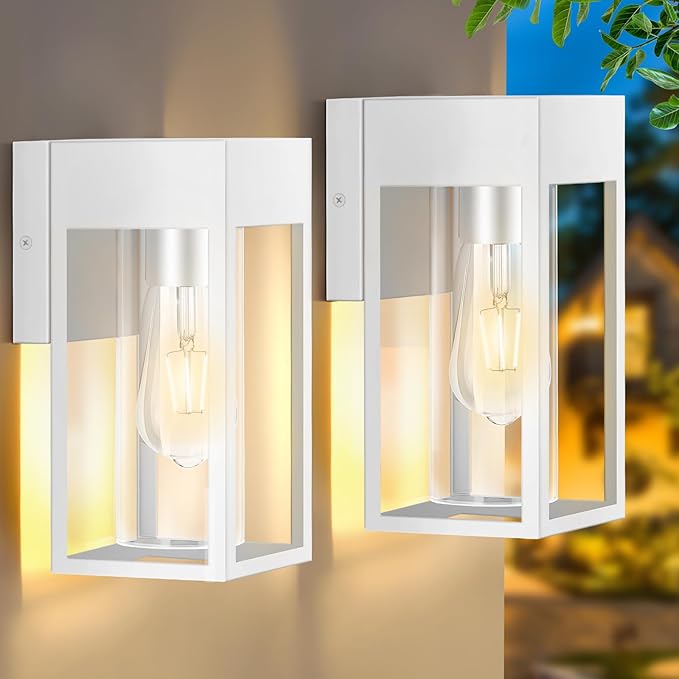 2-Pack Outdoor Wall Lights, Waterproof Exterior Light Fixtures Porch Lights with E26 Socket, Outside Wall Mount Lights for House Porch Entryway Patio Garage Front