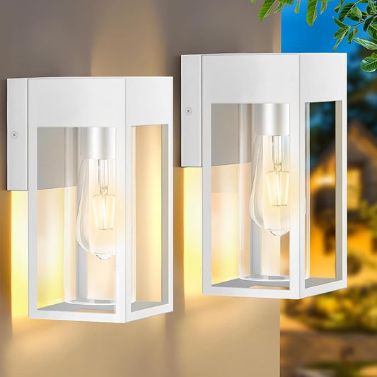 2-Pack Outdoor Wall Lights, Waterproof Exterior Light Fixtures Porch Lights with E26 Socket, Outside Wall Mount Lights for House Porch Entryway Patio Garage Front