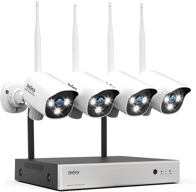 5MP Wireless Security Camera System No Hard Drive, 8 Channel Surveillance NVR Kits and 4pcs Super HD 5MP Outdoor Indoor WiFi Bullet Camera for Home Full Color Night Vision