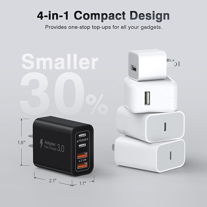 40W USB C Charger Block, 2-Pack Fast Charge Cube Powered Multi-Port Wall Plug Power Adapter Type C Brick for iPhone 16/16 Pro Max/15/15 Pro Max/14/14 Pro Max/13/12/iPad, Motorola, LG,PS5, Huawei