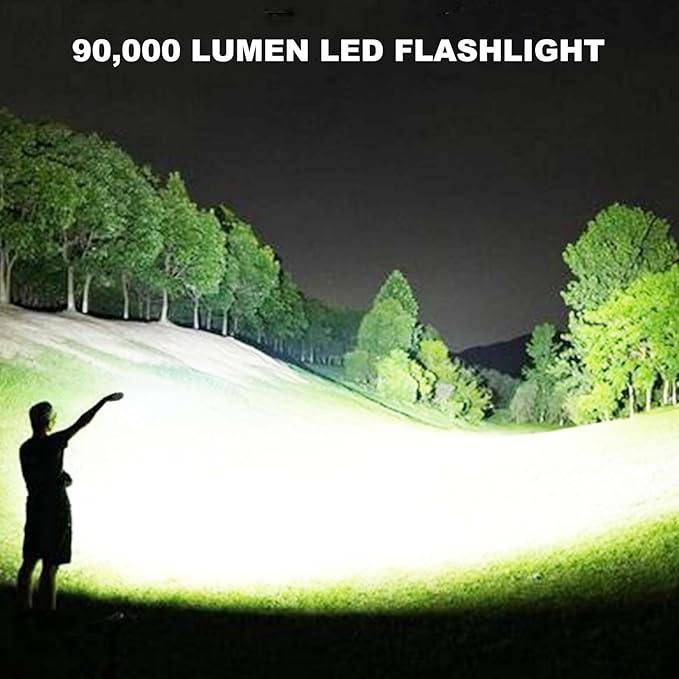 3 Pack Rechargeable LED Flashlights High Lumens, 90,000LM Super Bright Flashlight, Adjustable 5 Modes Powerful Flash Light with USB Cable, Waterproof Handheld Flashlight for Home Camping Emergencies