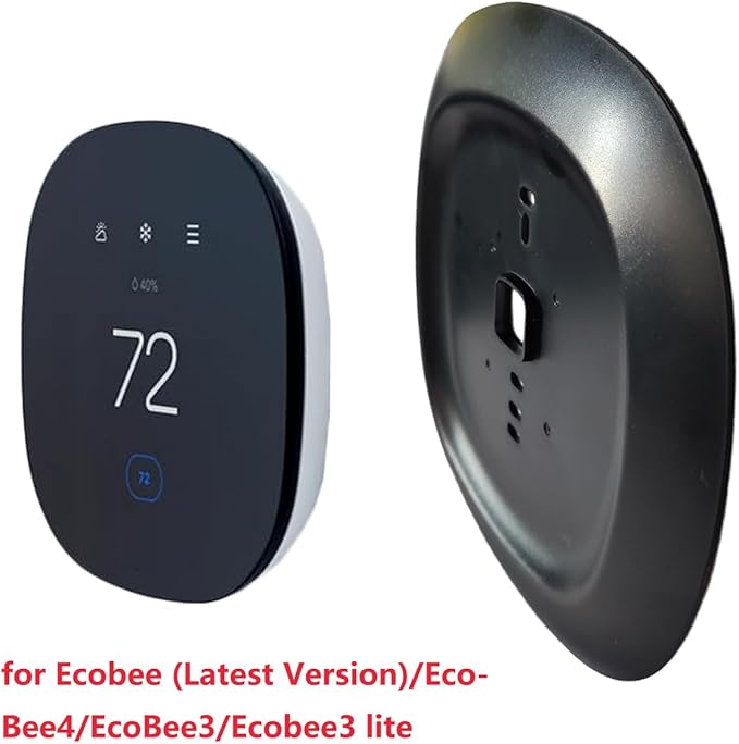 Black Thermostat Decorative Wall Trim Plate Mount Fits Ecobee3, 3 Lite, 4 Smart Home WiFi Thermostat (1 Pack)