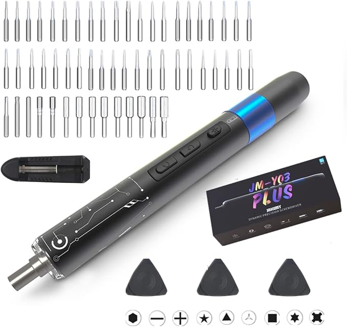 Precision Electric Screwdriver Kit, JAKEMY 61 In 1 Manual & Automatic Torque Power Screwdriver Set Rechargeable Cordless with LED Light for Laptop/Phone/Glasse/Watch