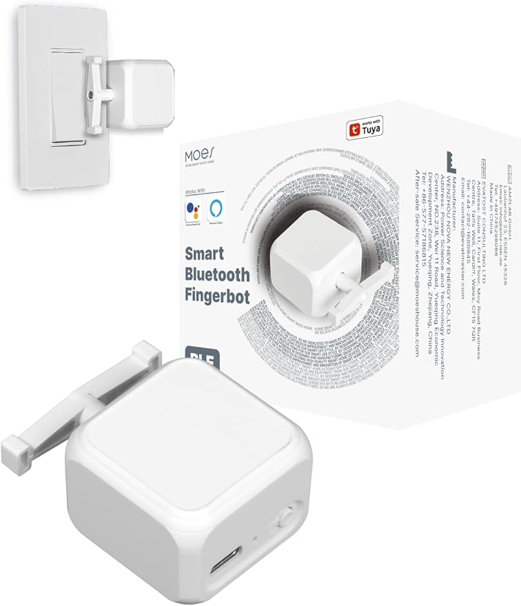 MOES Rock Switch Fingerbot 3nd Generation, Timer Control Work with Smart Life App, Add MOES Tuya Bluetooth Hub Make it Compatible with Alexa and Google Home(Need BLE Hub