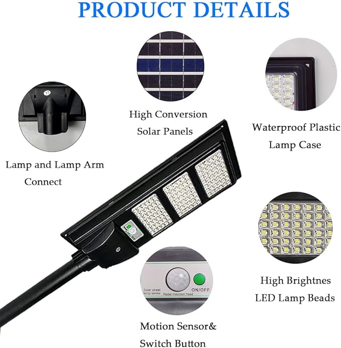 20000LM Solar Street Light Dusk to Dawn Solar Outdoor Lights with Motion Sensor for Street,Yard,Parking Lot (2 Pack)