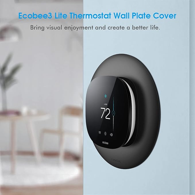 CaseBot Wall Plate for Ecobee3 Lite / Ecobee3 SmartThermostat, Practical Trim Kit, Easy Installation, Durable Polycarbonate Material, Stylish Design (Matte Black)