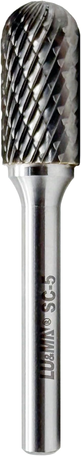 Tungsten Carbide Burr Cylinder Shape SC-5 with Radius End Double Cut Rotary Burr File (1/2" Cutter Dia X 1"Cutter Length) with 1/4'' shank, by LU&MN