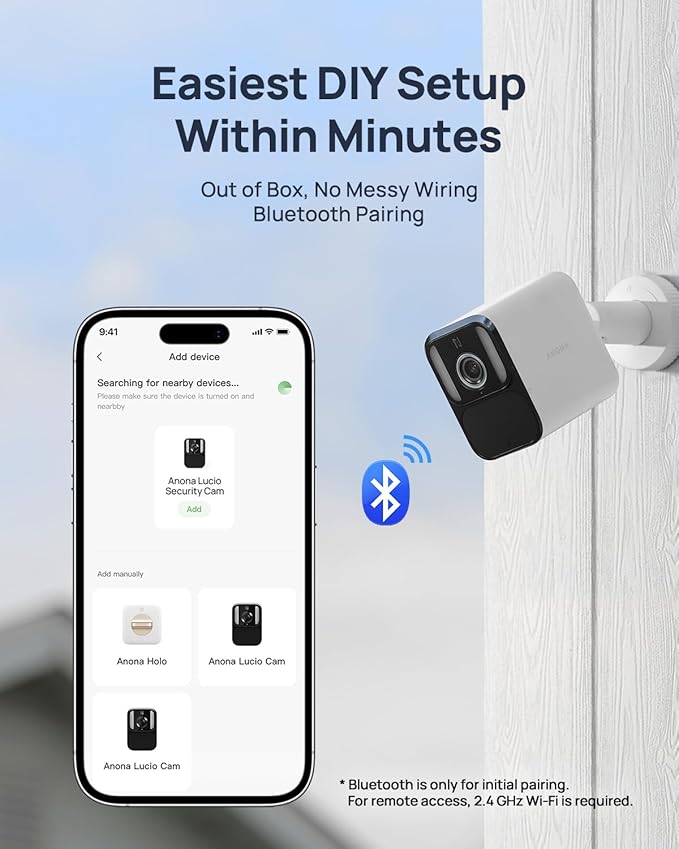 Anona Lucio 2.5K Security Camera Outdoor Battery Wireless with Solar Powered, Color Night Vision & 138° FOV, Multi-Object Detection, No Hub Needed, Two-Way Audio, IP67