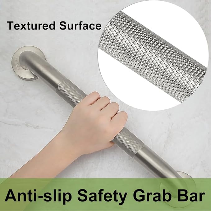 16'' Grab Bars for Bathtub and Shower 2 Pack, 1-1/4'' Diameter Shower Grab Bar for Elderly with Anti-Slip Textured Grip Stainless Steel Bath Handrails