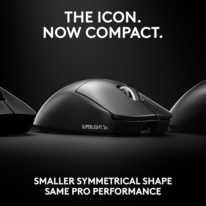 Logitech G PRO X Superlight 2c Wireless Gaming Mouse, 51 g pro-Grade Compact Mouse with 5 programmable Buttons, USB-C Charging, 44K DPI Sensor, up to 8 kHz Polling for PC/Mac - Black