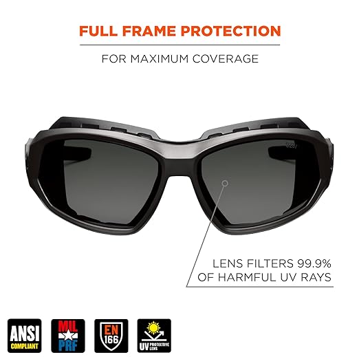 Ergodyne Skullerz Loki Convertible Anti Scratch Safety Spoggles Glasses-Includes Gasket and Strap to Convert to Goggle, Anti Fog