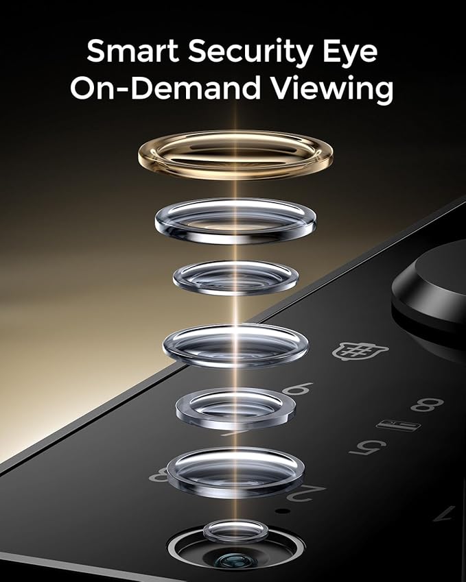 WiFi Video Smart Lock with Camera & Handle - 6-in-1 Keyless Entry (Fingerprint/App/Keypad/FOB/Key/Camera), Built-in WiFi, 2-Way Audio, Auto-Lock, Waterproof - Black