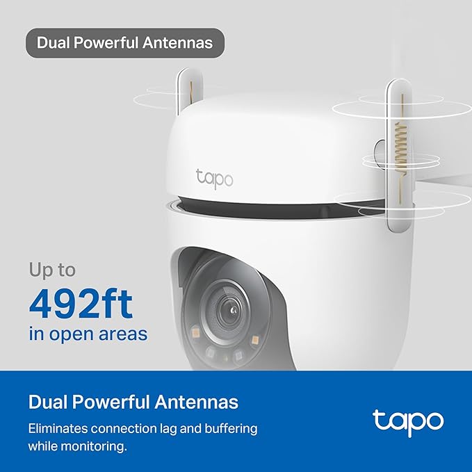 TP-Link Tapo 2K QHD Outdoor Pan/Tilt Wi-Fi Security Camera, 360° View, Motion Tracking, Color Night Vision, Free Person/Vehicle/Motion Detection, Cloud & SD Card Storage, 24/7 Recording, Tapo C520WS…